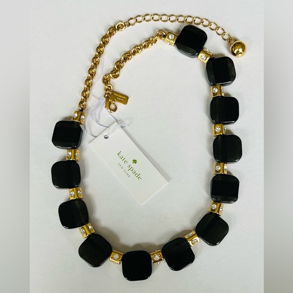 Kate Spade Colorblock Black Grey Bold polished Necklace - Picture 1 of 9